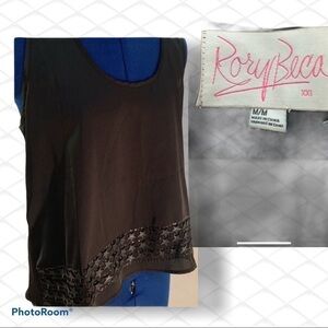 RORY Beca Leather Stars/Sequin Black Silky Tank M